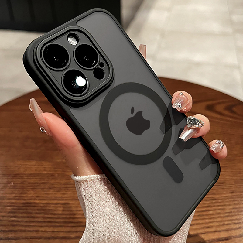 Luxury Matte Magnetic For Magsafe Translucent Case For iPhone 16 15 14 13 11 12 Pro Max Plus Glass Lens Wireless Charge Cover