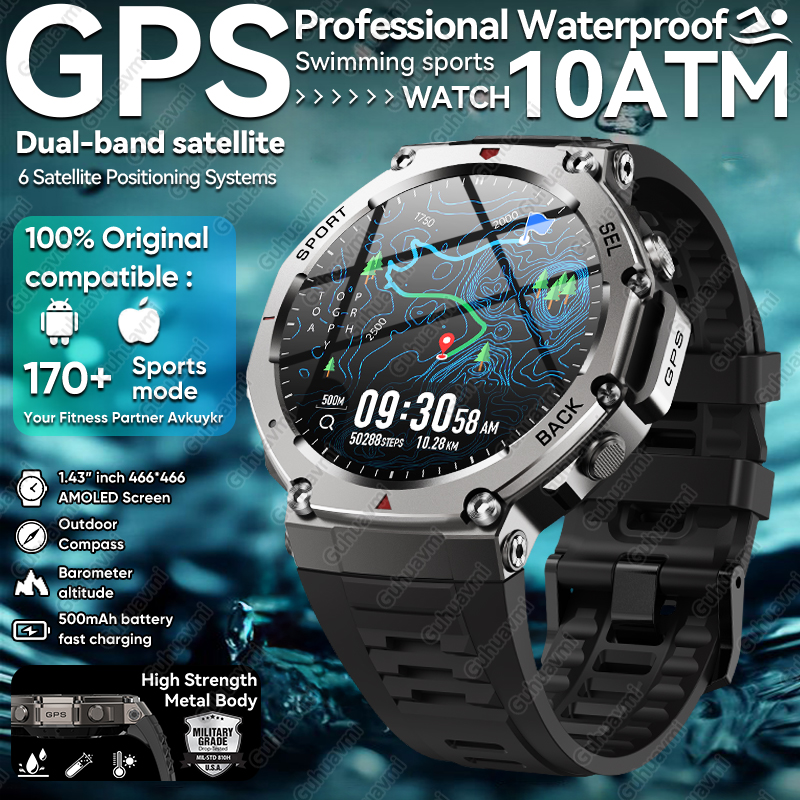 2025 New T-Rex 3 GPS Smart Watch 10ATM&IP69K Waterproof Built-in Dual-band GNSS HD AMOLED Compass Original Military Smartwatches