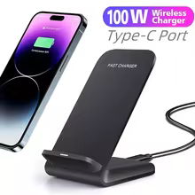 100W Wireless Charger Stand Pad For iPhone 15 14 13 12 16 Pro X XS Max XR 8 Samsung Xiaomi Induction Fast Charging Dock Station